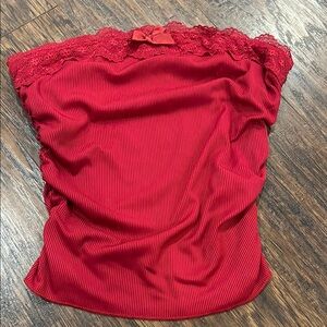 Red Lace Trim Top